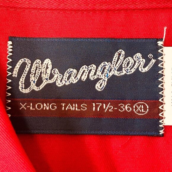 NWT Wrangler Painted Desert Western Shirt 17.5-36 Red Button-Down X-Long Tails - Picture 9 of 12